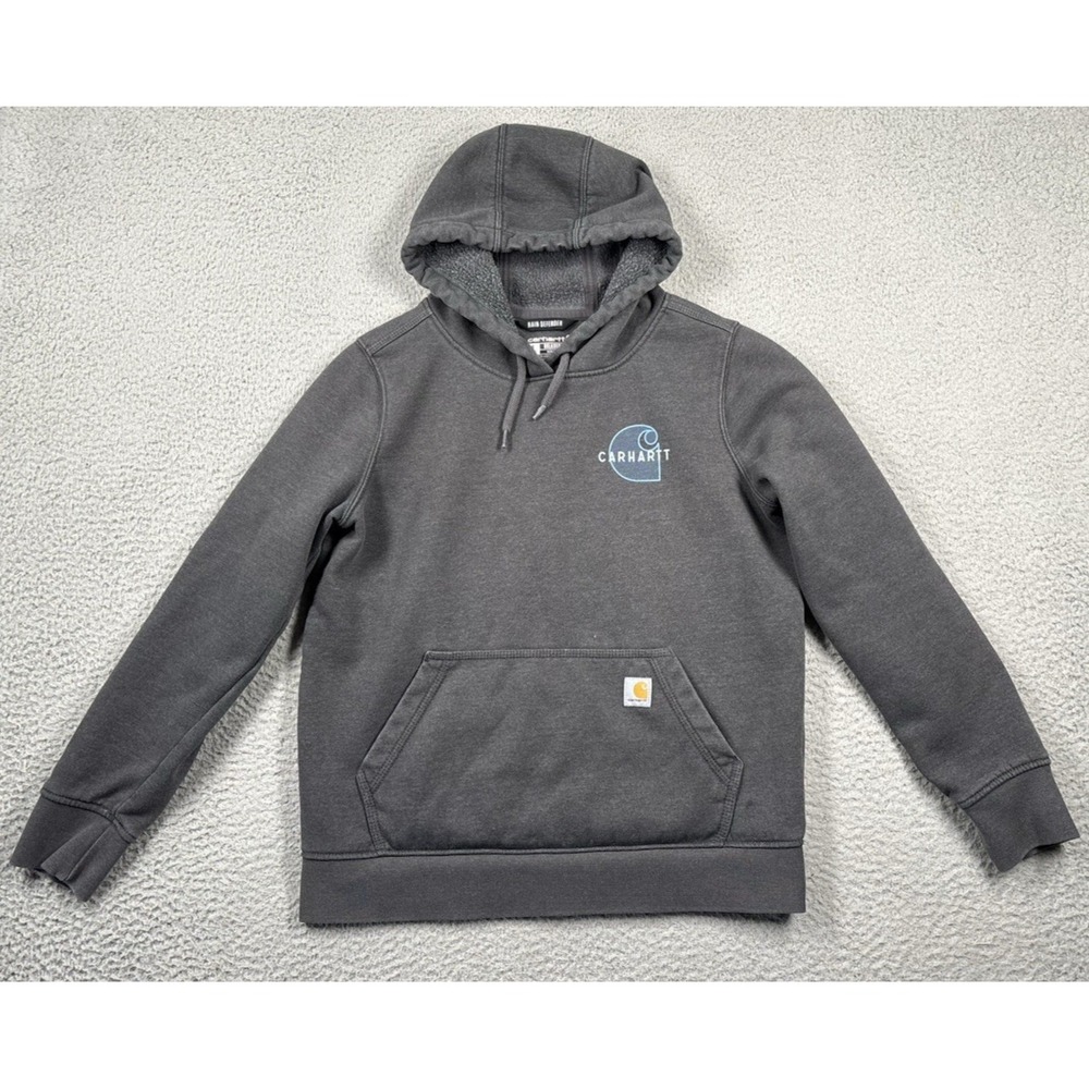 Carhartt Rain Defender Hoodie Womens S Grey Fleece Sweatshirt Midweight Workwear
